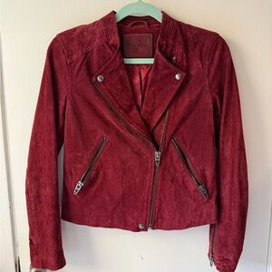 Blank NYC Women's Burgundy Suede Moto Jacket